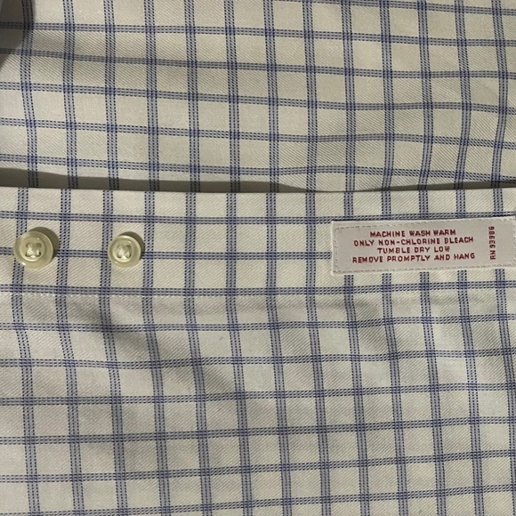 Brooks Brothers Men's 346 Dress Shirt Checkered Long Sleeve Size 14 1/2-32 Stain - Picture 7 of 11